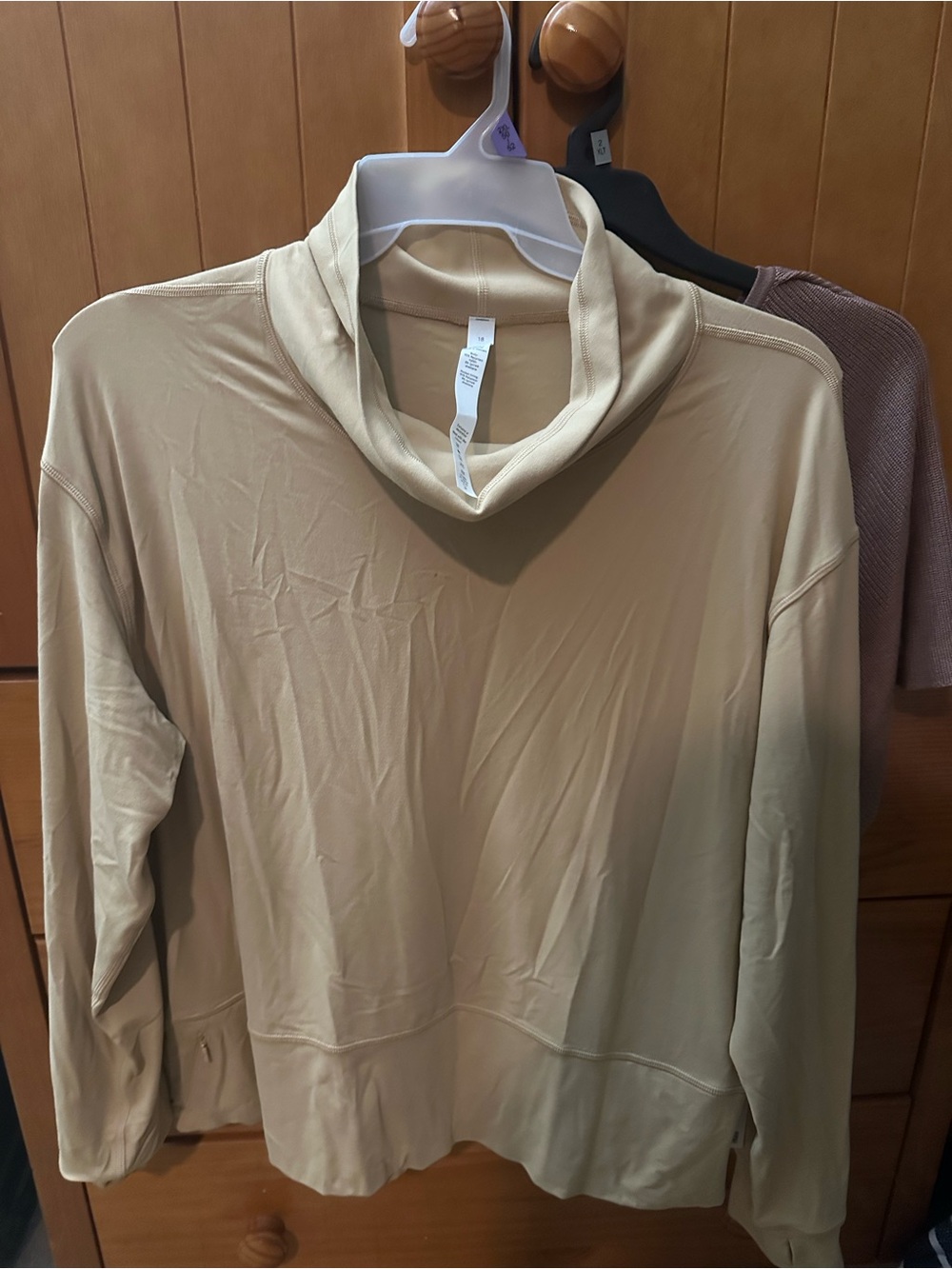 lululemon athletica Beige Cowl Neck Pullover